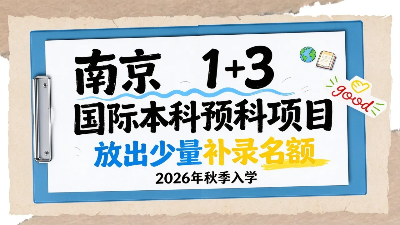 南京1+3国际本科预科项目放出少量补录名额,2026年秋季入学