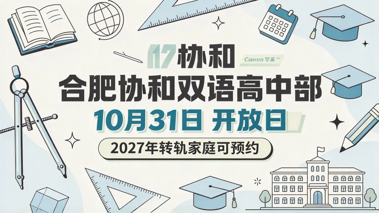 合肥协和双语高中部10月31日开放日,2027年转轨家庭可预约